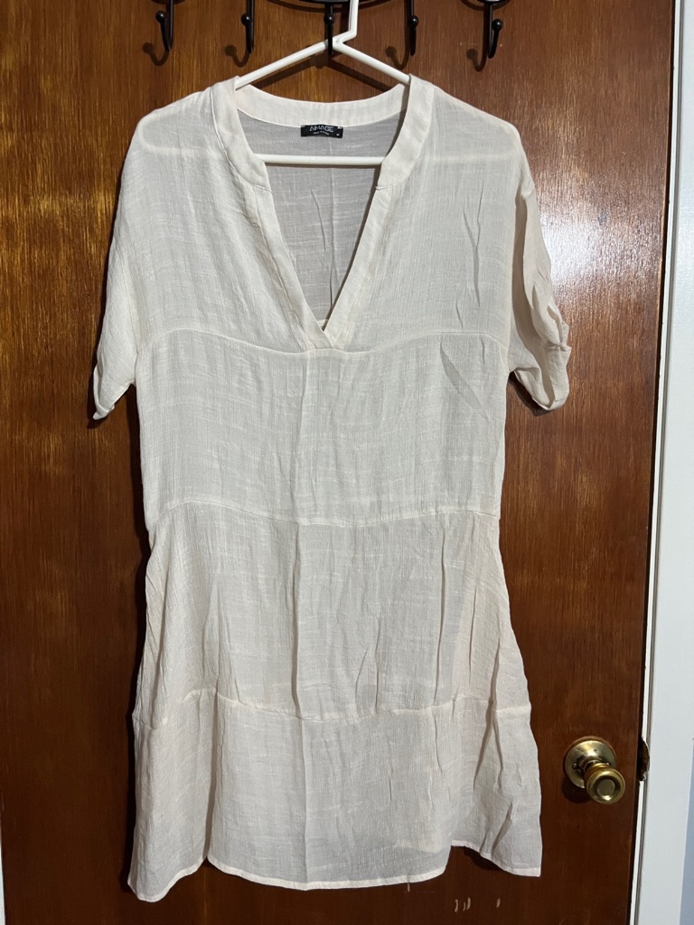 Light Cream V-Neck Tunic Dress / Coverup